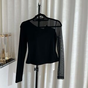 Black Mesh Sleeve Top